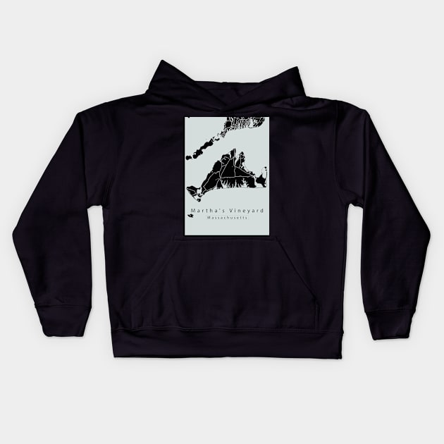 Marthas Vineyard Massachusetts City Map dark Kids Hoodie by Robin-Niemczyk